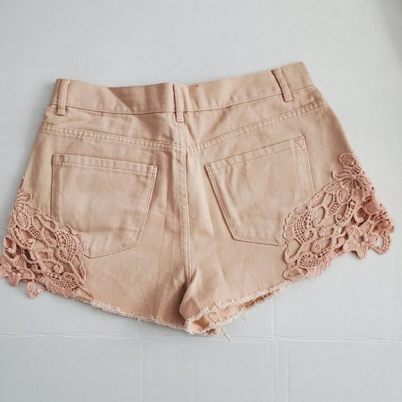 Forever 21 High Rise Crochet Cut Off, Pink, 28 - Picture 2 of 5